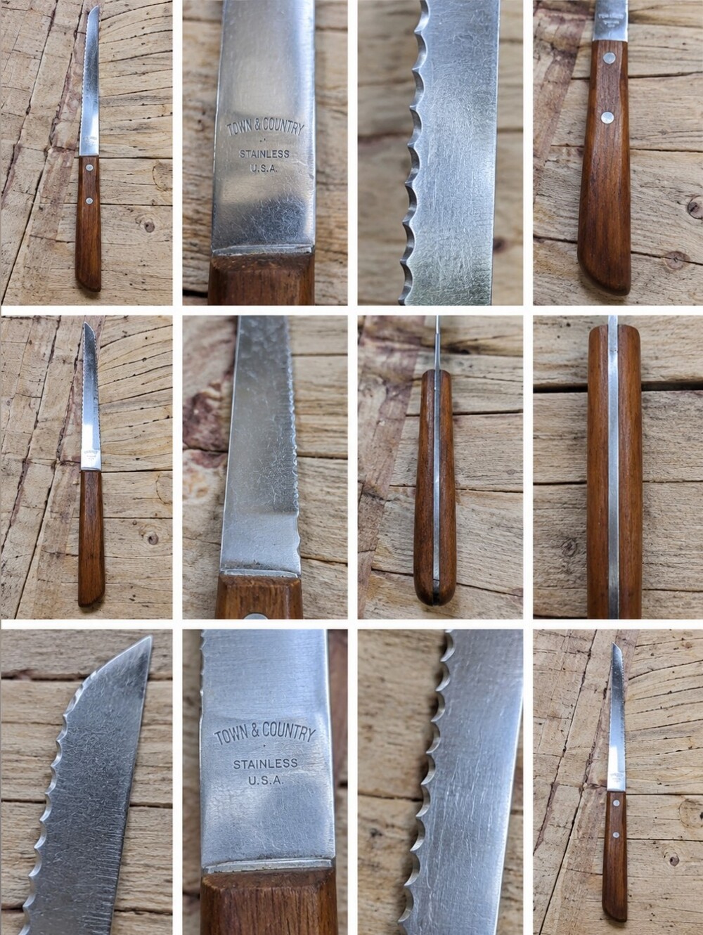 Vintage Town & Country 9” Serrated‎ Bread Knife Stainless Steel Wood Handle USA